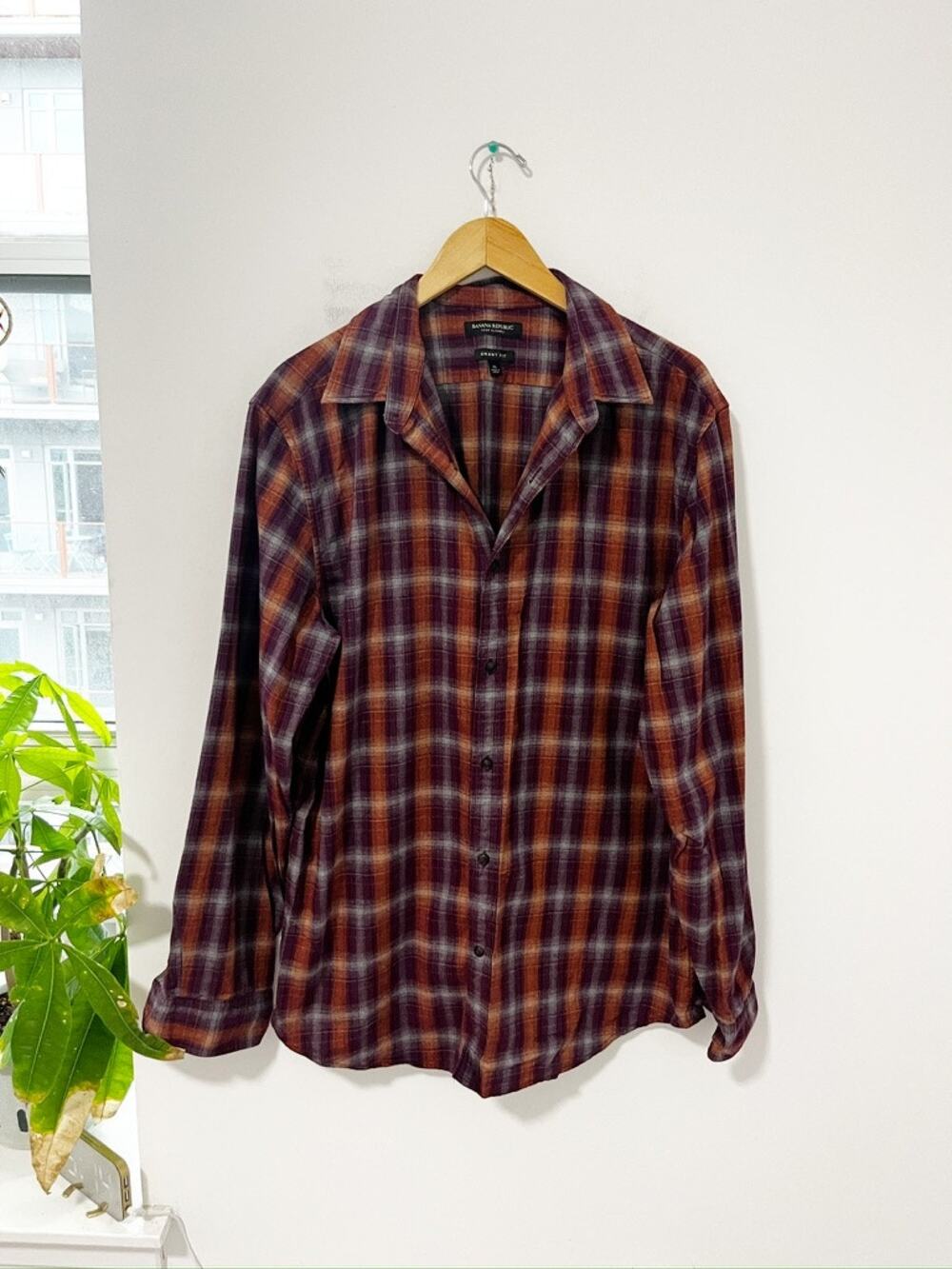 Banana Republic Men's Grant Fit Luxe Long Sleeve Flannel Top Size XL